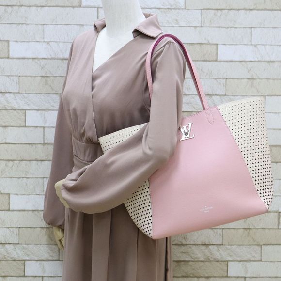 Louis Vuitton LockMe Leather Suede Rose Creme Pink - Picture 2 of 12